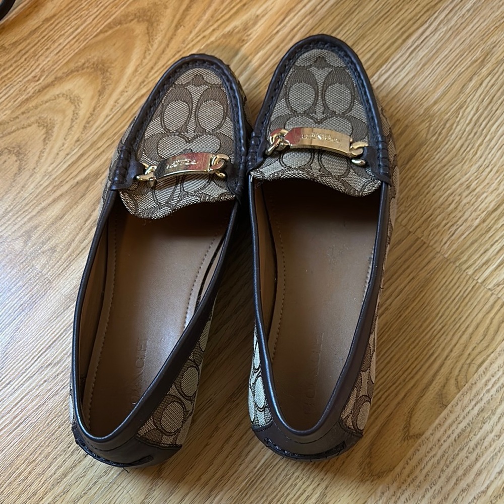 Coach Brown Leather Trim Loafers